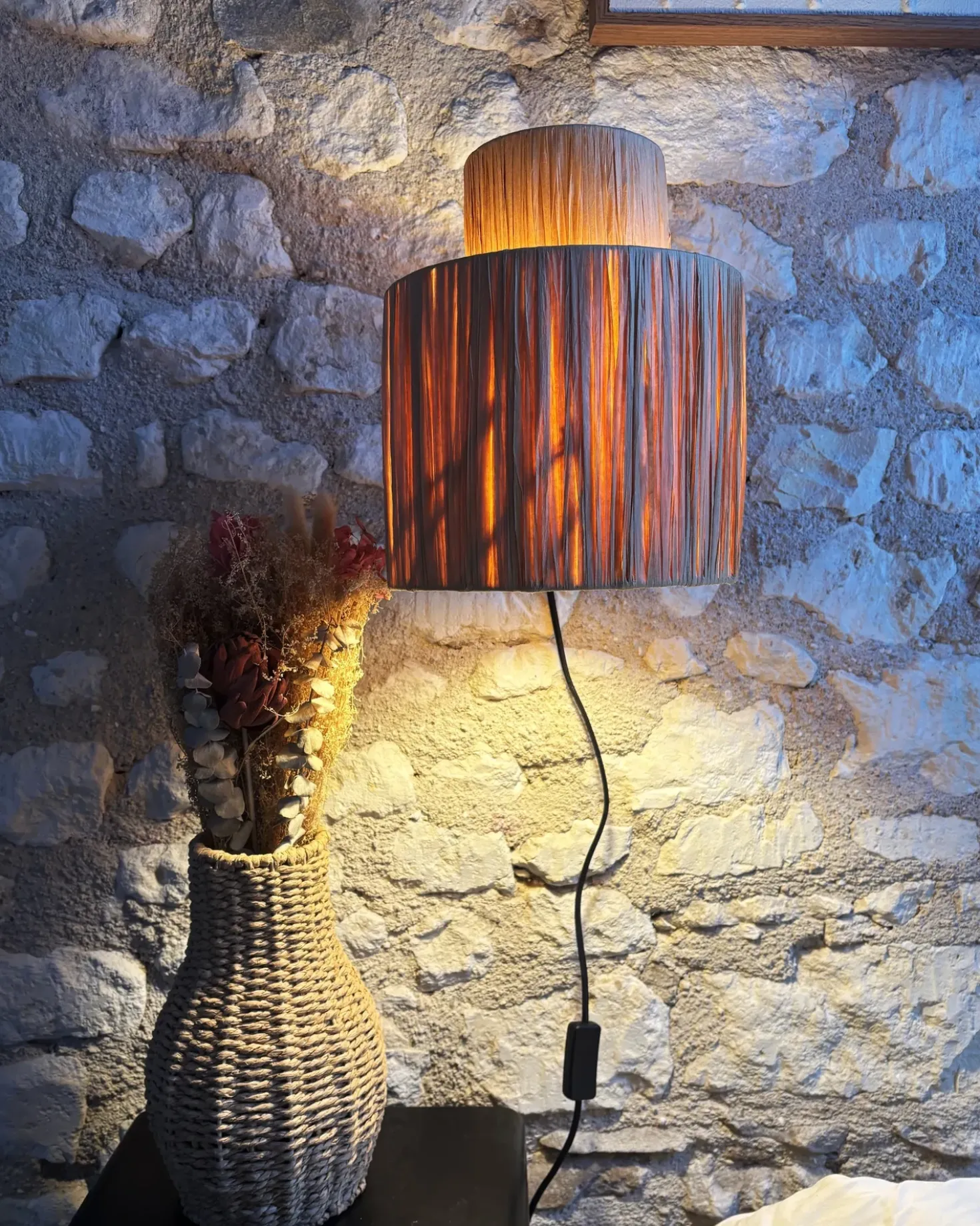 Set di 2 lampade da parete SHINFA Vimini Naturale