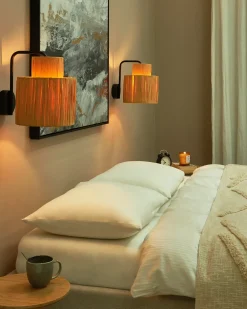 Set di 2 lampade da parete SHINFA Vimini Naturale