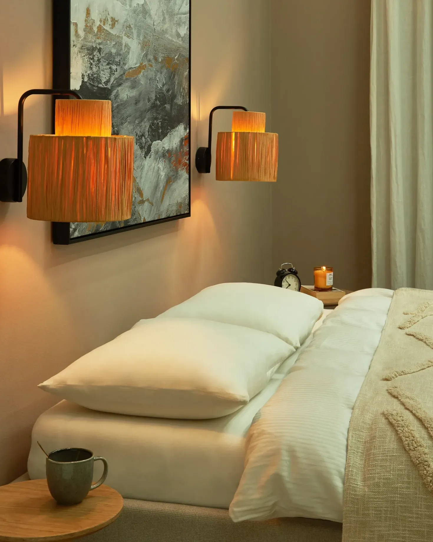 Set di 2 lampade da parete SHINFA Vimini Naturale