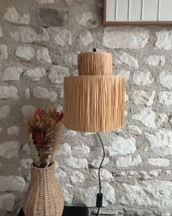Set di 2 lampade da parete SHINFA Vimini Naturale
