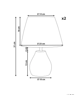 Set di 2 lampade da tavolo ARWADITO Ceramica Grigio