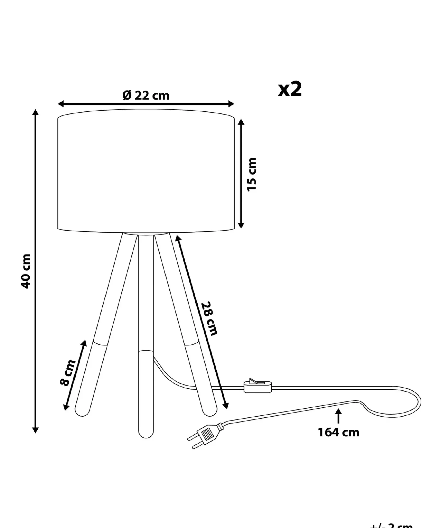 Set di 2 lampade da tavolo TOBOL Legno di frassino Nero
