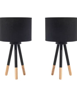 Set di 2 lampade da tavolo TOBOL Legno di frassino Nero