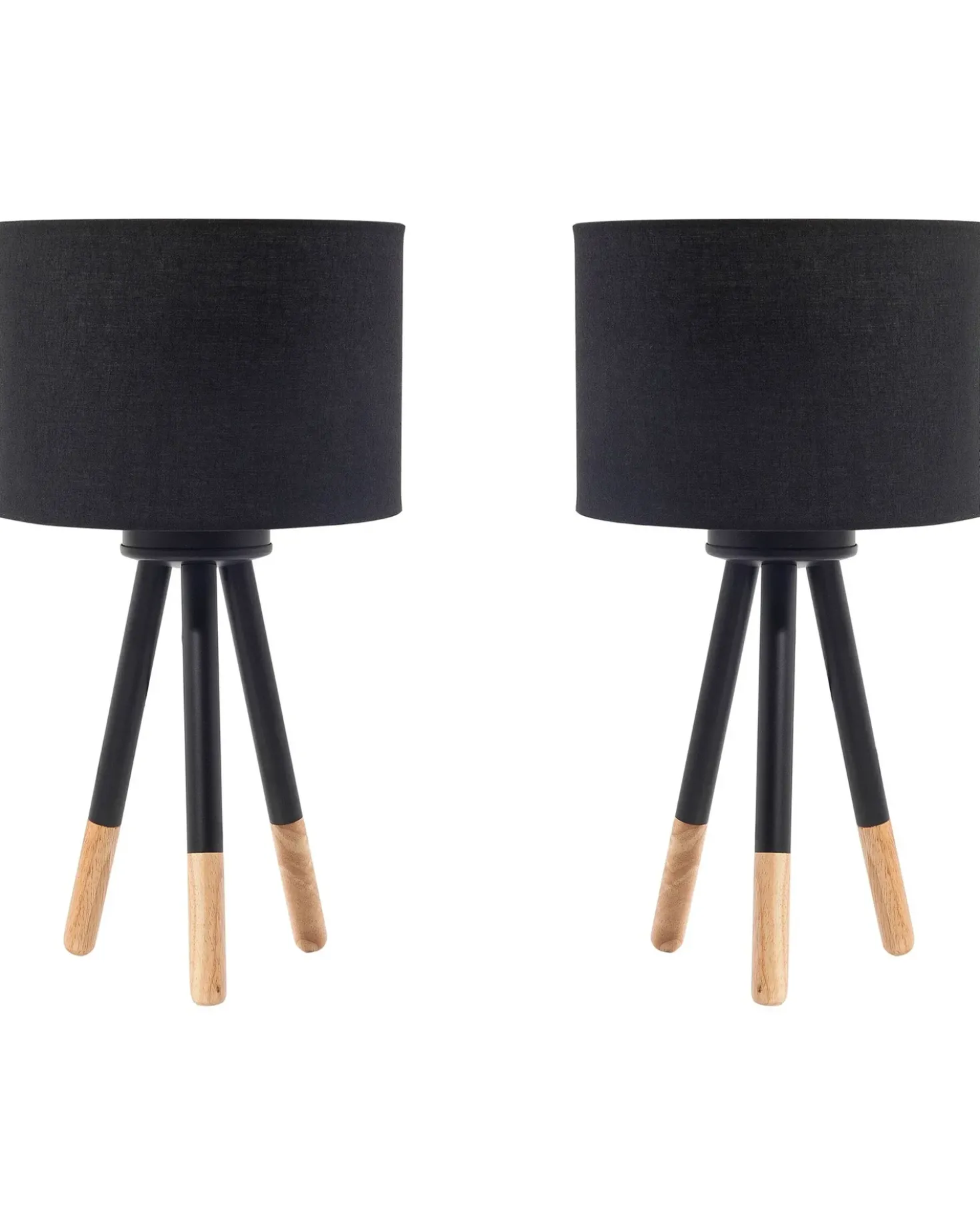 Set di 2 lampade da tavolo TOBOL Legno di frassino Nero