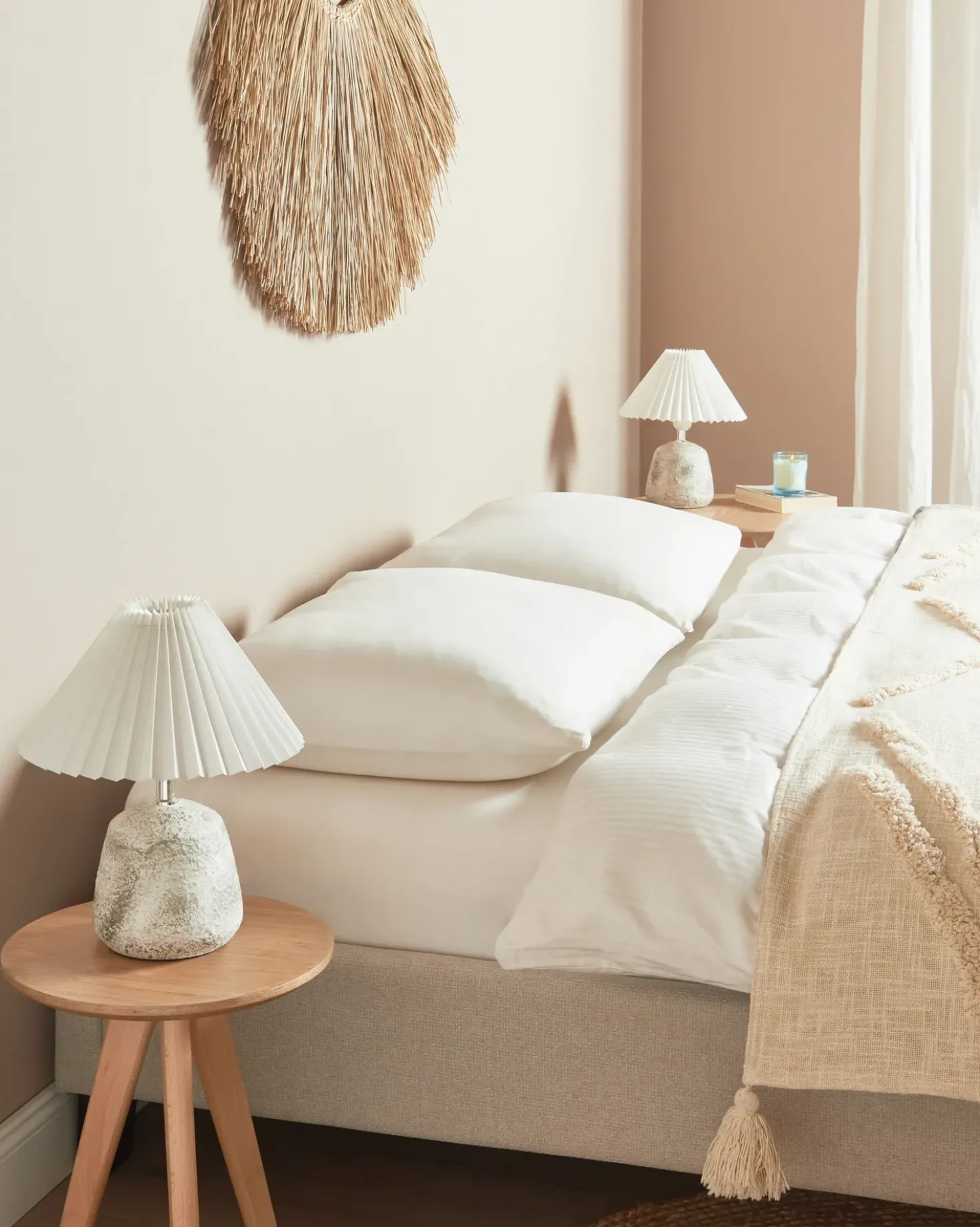 Set di 2 lampade da tavolo ZEYI Ceramica Bianco