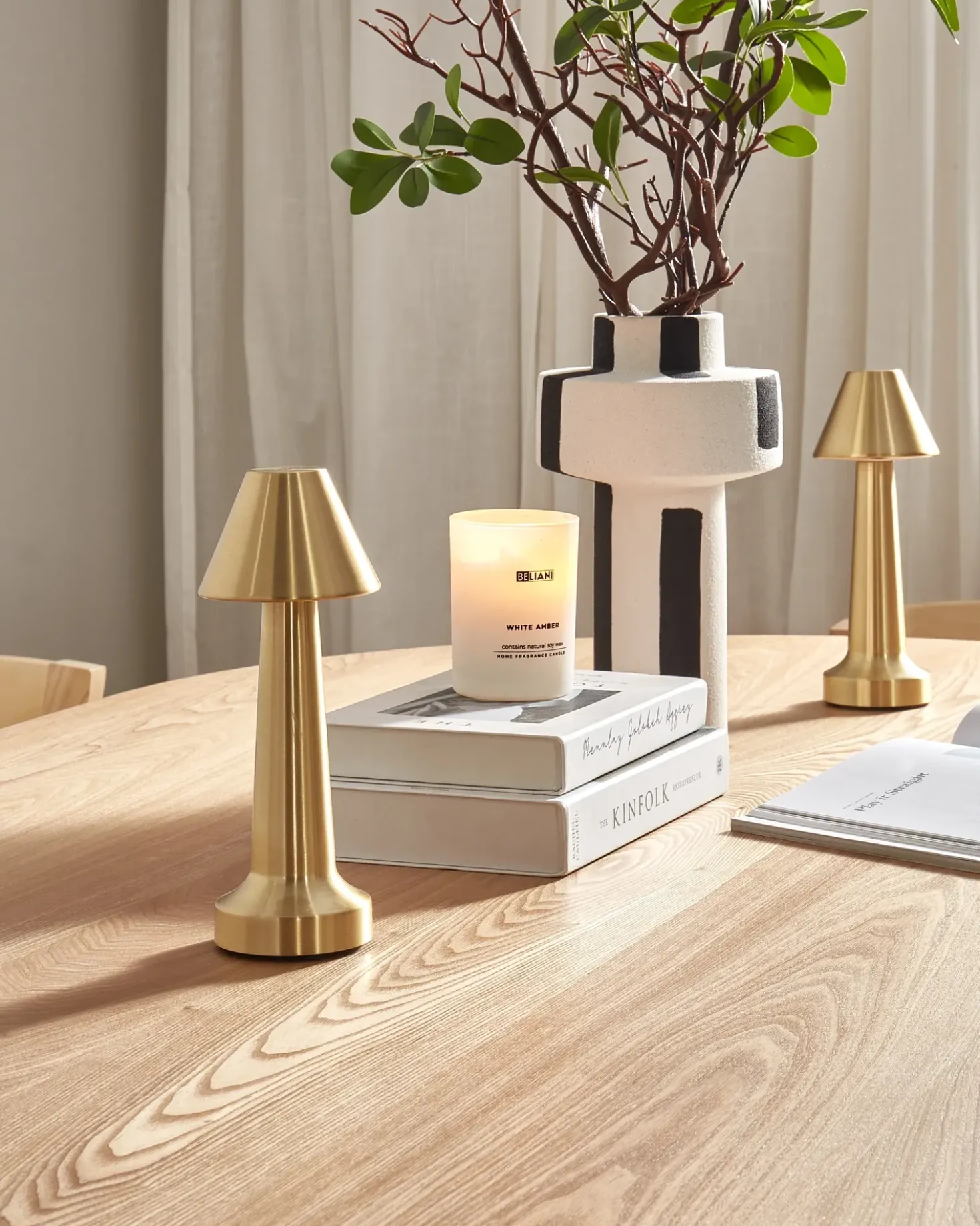 Set di 2 lampade da tavolo a LED senza fili JOANES con dimmer Metallo Oro