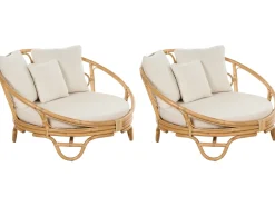 Set di 2 lettini da giardino ROSSANO Rattan Naturale