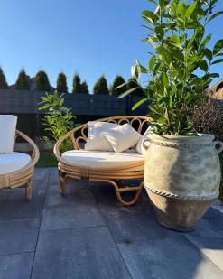 Set di 2 lettini da giardino ROSSANO Rattan Naturale