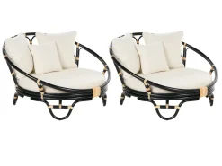 Set di 2 lettini da giardino ROSSANO Rattan Nero