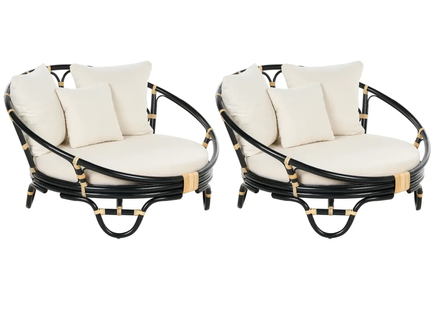 Set di 2 lettini da giardino ROSSANO Rattan Nero