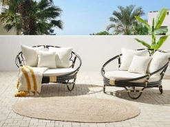 Set di 2 lettini da giardino ROSSANO Rattan Nero