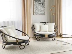 Set di 2 lettini da giardino ROSSANO Rattan Nero