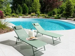 Set di 2 Lettini Prendisole SORONI Metallo Verde chiaro