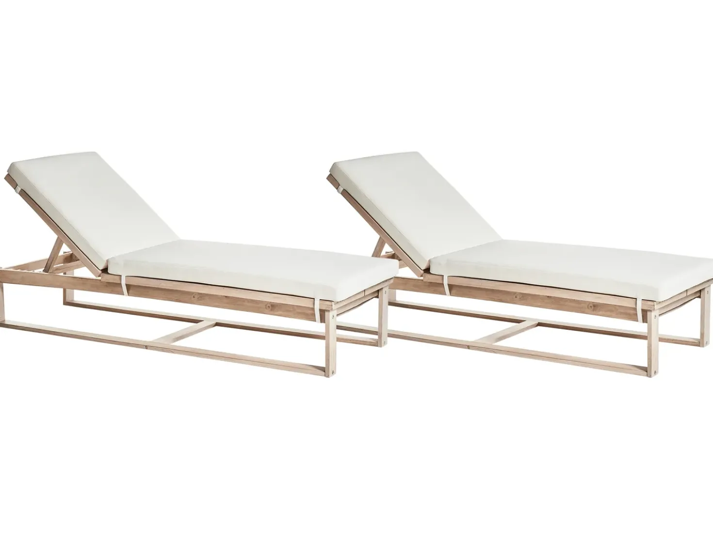 Set di 2 Lettini Prendisole con Cuscini AZZANELLO Legno d'acacia Bianco sporco