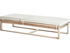 Set di 2 Lettini Prendisole con Cuscini AZZANELLO Legno d'acacia Bianco sporco