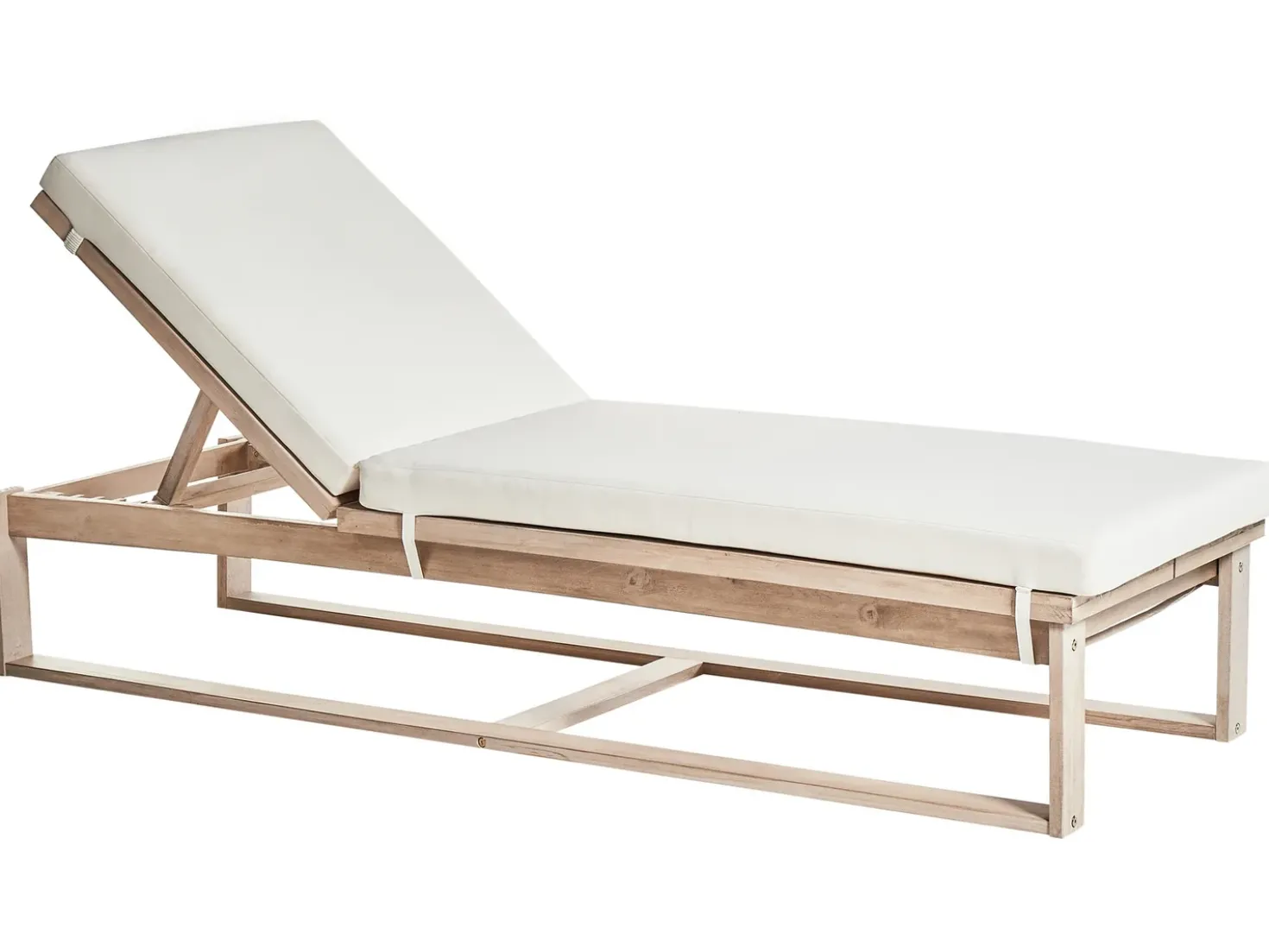 Set di 2 Lettini Prendisole con Cuscini AZZANELLO Legno d'acacia Bianco sporco