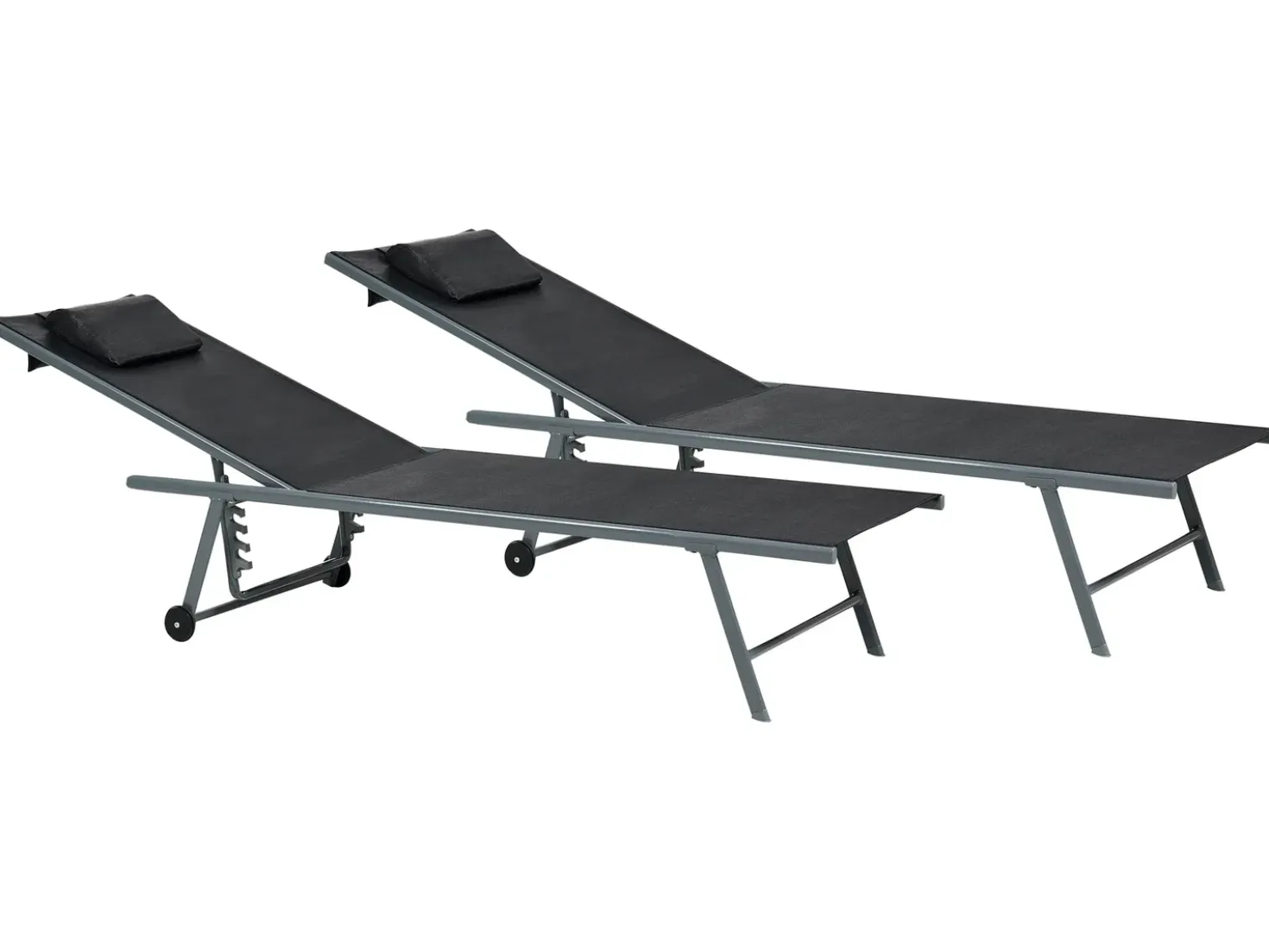 Set di 2 Lettini Prendisole SORONI Metallo Nero