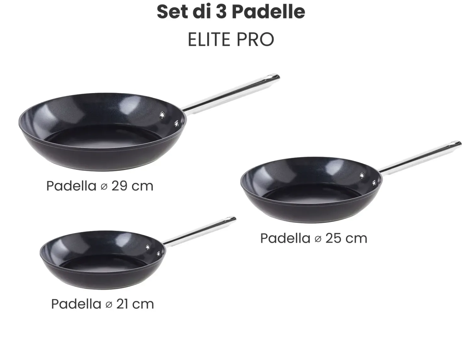 Set di 3 padelle ELITE PRO Nero
