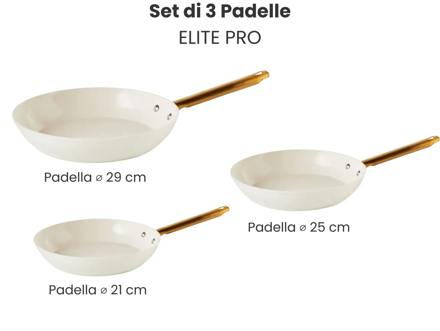 Set di 3 padelle ELITE PRO Bianco sporco