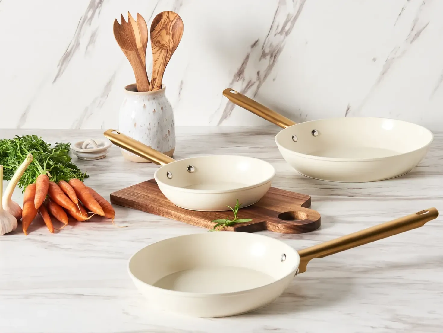 Set di 3 padelle ELITE PRO Bianco sporco