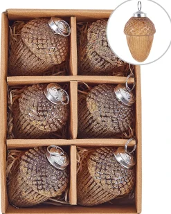Set di 6 palline decorative AMBRE Vetro Oro