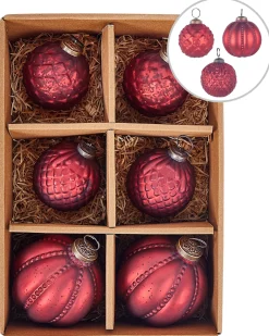 Set di 6 palline decorative ARGENTIN Vetro Rosso