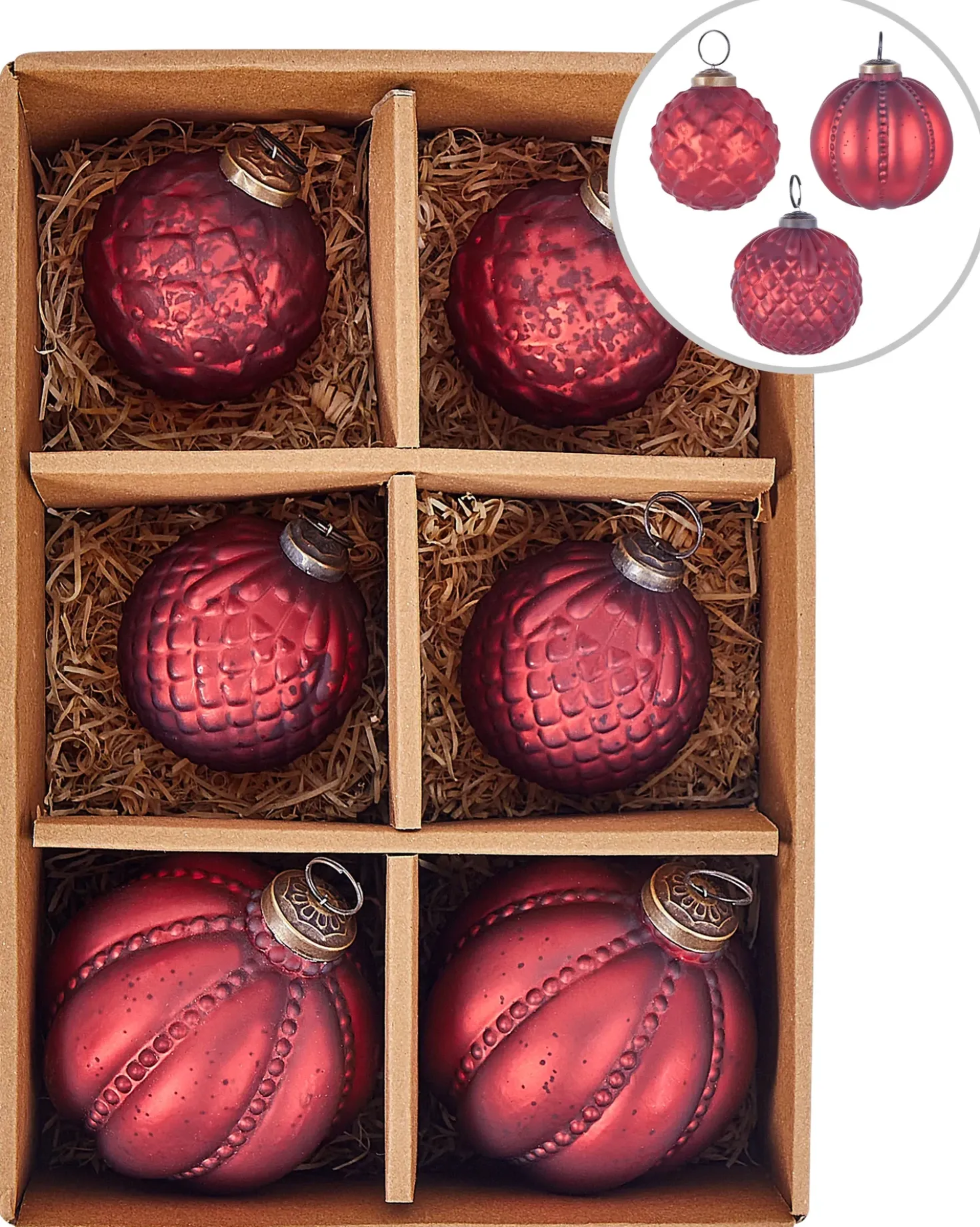 Set di 6 palline decorative ARGENTIN Vetro Rosso