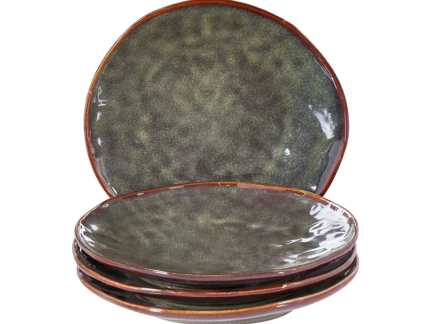 Set di 4 piatti da antipasto THYME Gres porcellanato Verde scuro