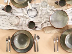 Set di 4 piatti da antipasto THYME Gres porcellanato Verde scuro