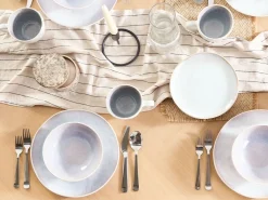 Set di 4 piatti da antipasto SESAME Gres porcellanato Grigio chiaro