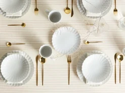 Set di 4 piatti da antipasto NETTLE Gres porcellanato Bianco