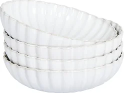 Set di 4 Piatti fondi NETTLE Gres porcellanato Bianco sporco