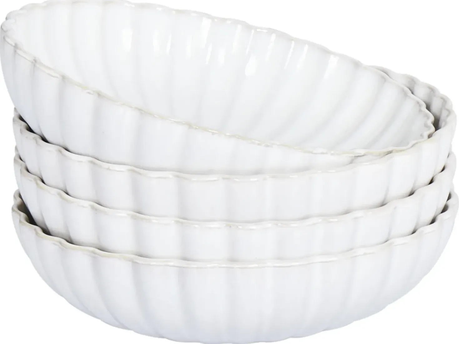 Set di 4 Piatti fondi NETTLE Gres porcellanato Bianco sporco