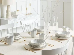 Set di 8 piatti fondi NETTLE Gres porcellanato Bianco sporco