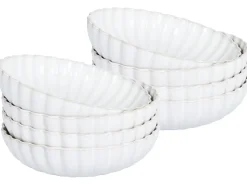 Set di 8 piatti fondi NETTLE Gres porcellanato Bianco sporco