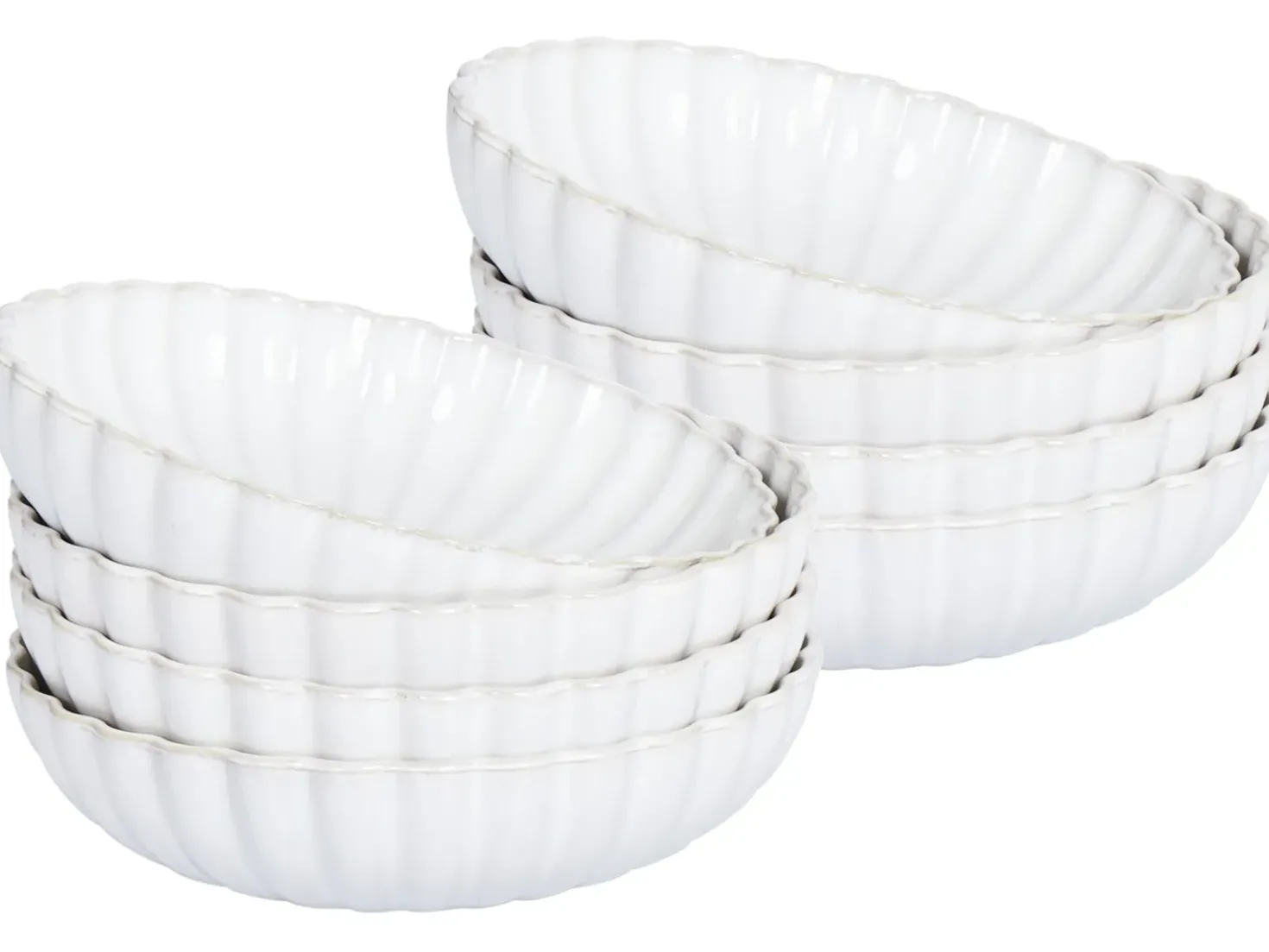 Set di 8 piatti fondi NETTLE Gres porcellanato Bianco sporco