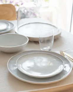 Set di 8 piatti fondi SESAME Gres porcellanato Grigio chiaro