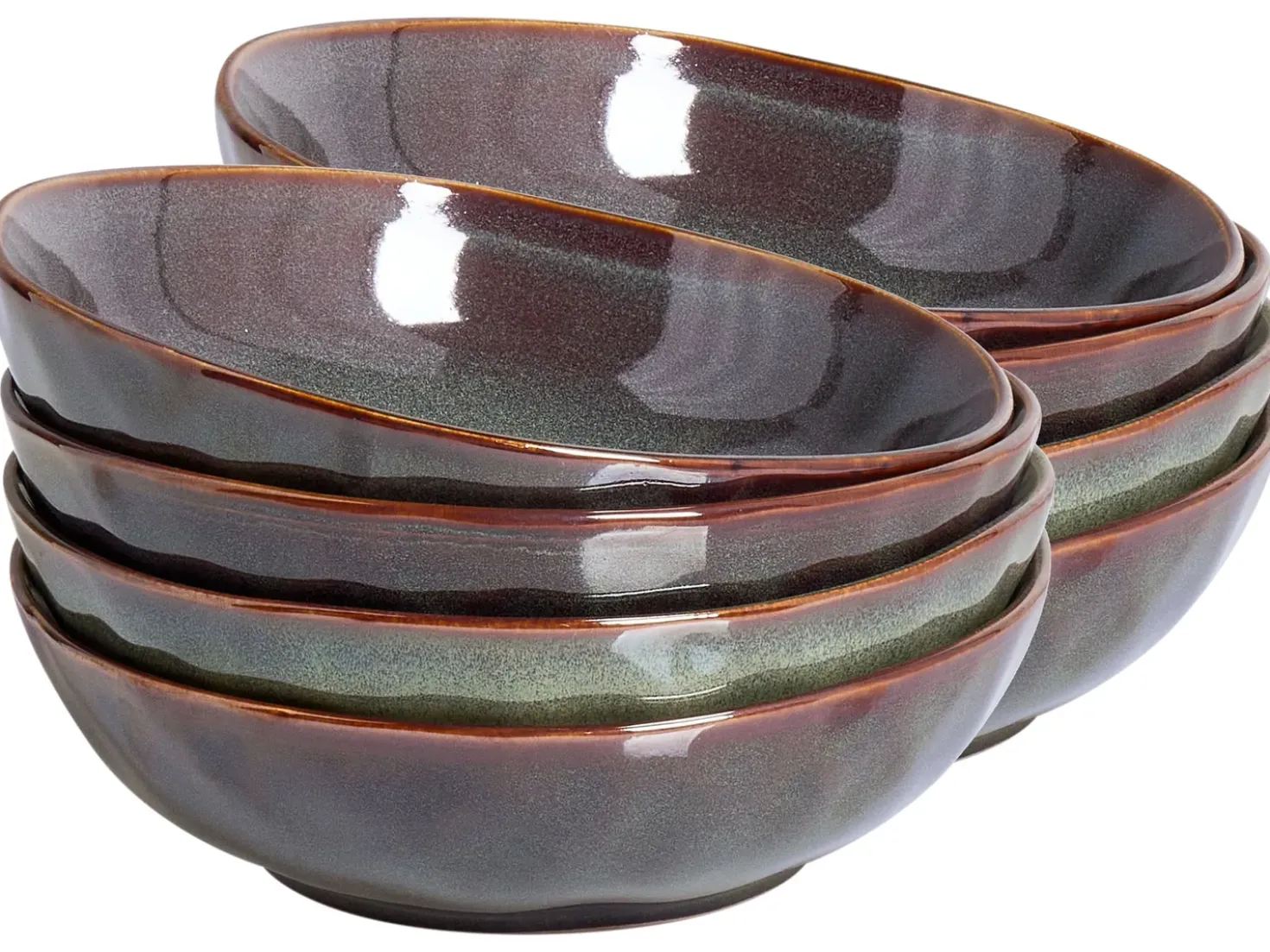 Set di 8 piatti fondi THYME Gres porcellanato Verde scuro