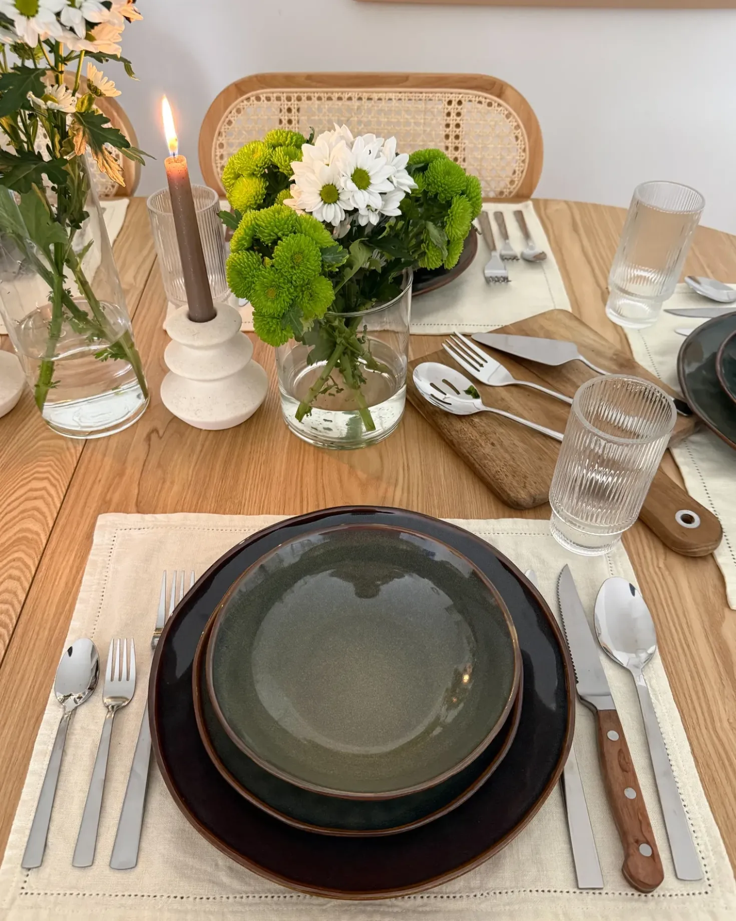 Set di 8 piatti fondi THYME Gres porcellanato Verde scuro