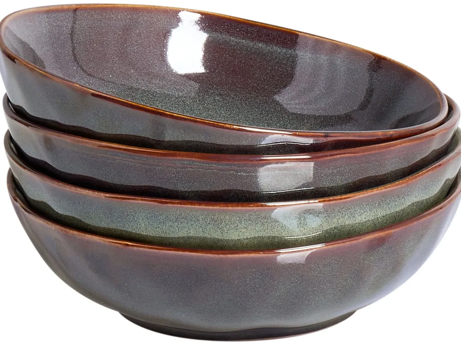 Set di 4 Piatti fondi THYME Gres porcellanato Verde scuro