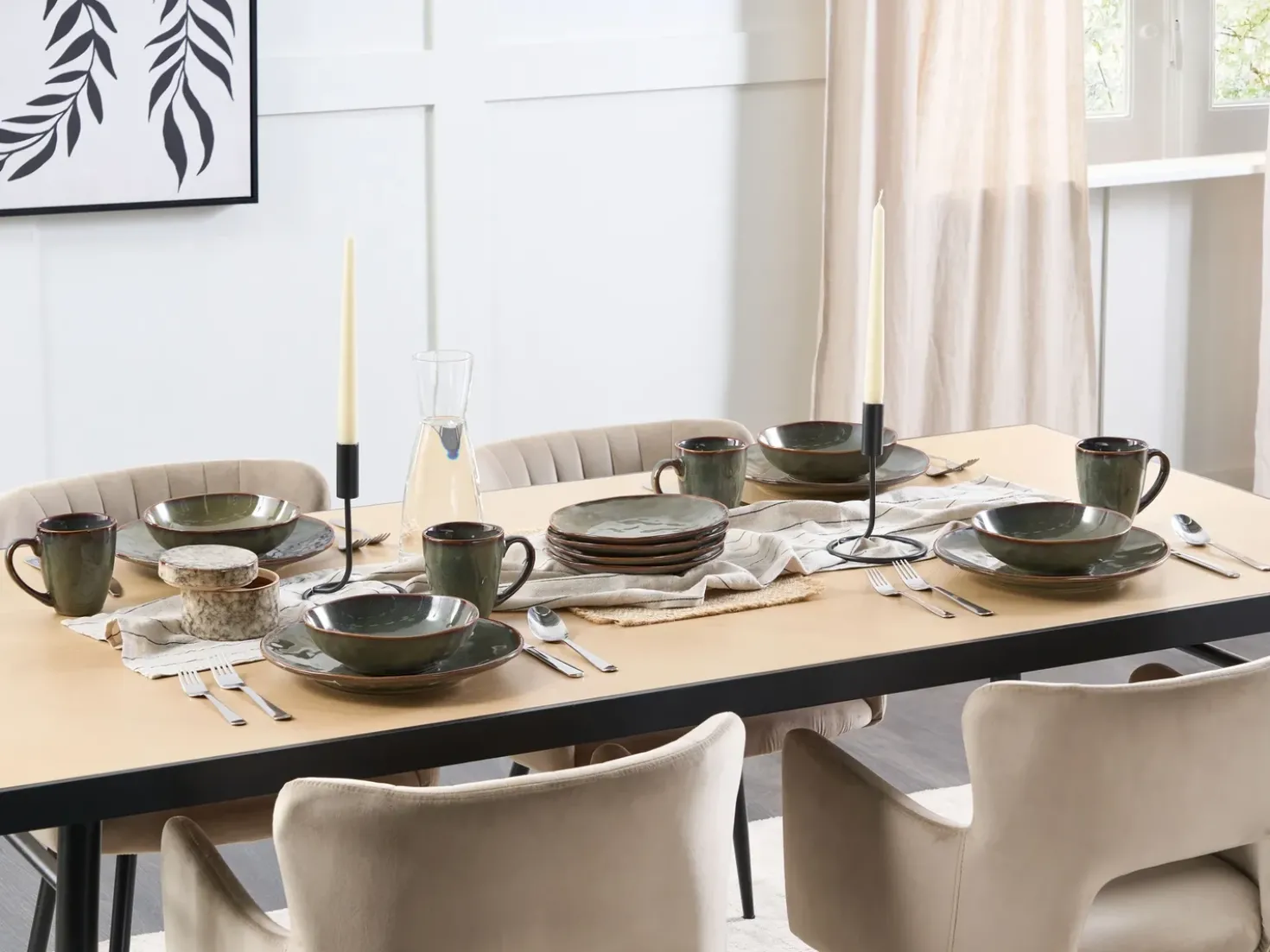 Set di 4 Piatti fondi THYME Gres porcellanato Verde scuro