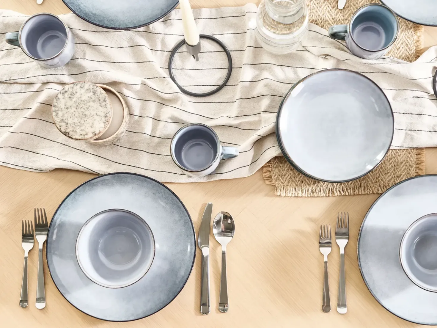 Set di 4 piatti grandi JUNIPER Gres porcellanato Azzurro