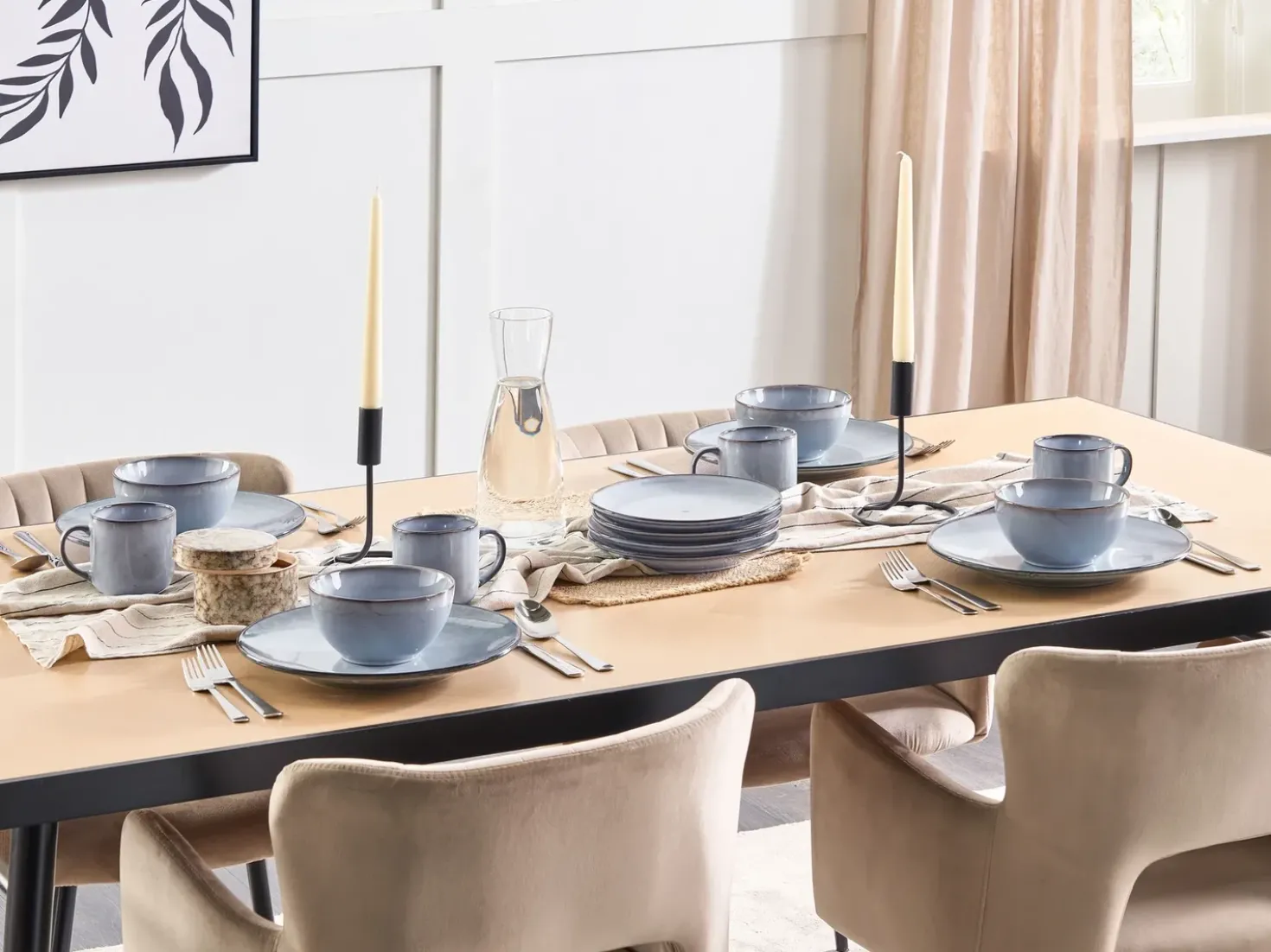 Set di 4 piatti grandi JUNIPER Gres porcellanato Azzurro
