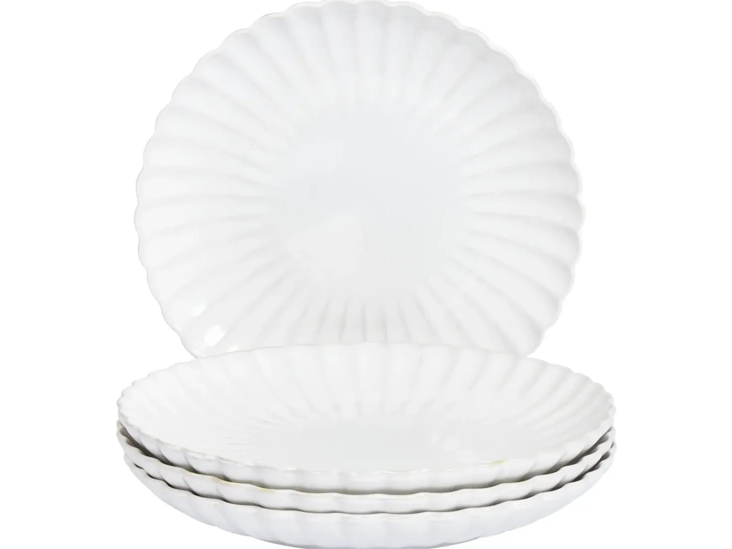 Set di 4 piatti grandi NETTLE Gres porcellanato Bianco
