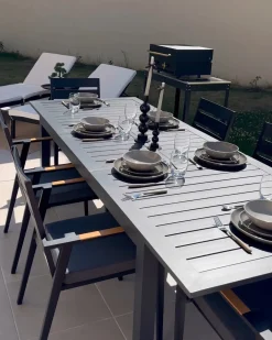 Set di 8 piatti piani COSTMARY Gres porcellanato Grigio