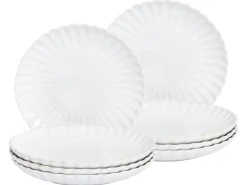 Set di 8 piatti piani NETTLE Gres porcellanato Bianco sporco
