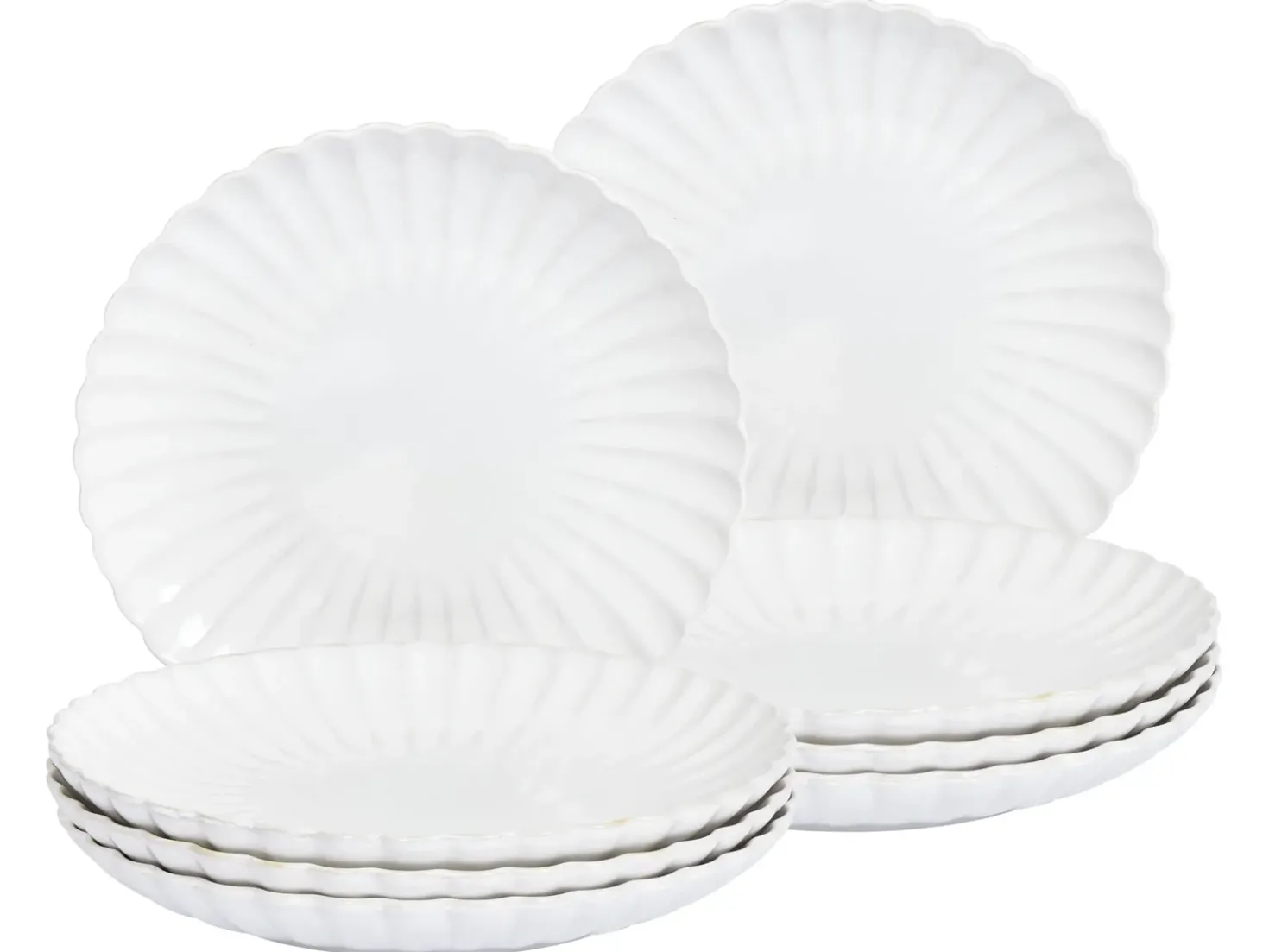 Set di 8 piatti piani NETTLE Gres porcellanato Bianco sporco
