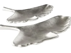 Set di 2 piattini portaoggetti Foglia PALENQUE Metallo Argento