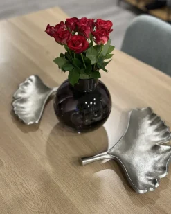 Set di 2 piattini portaoggetti Foglia PALENQUE Metallo Argento