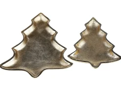 Set di 2 piattini portaoggetti Albero di Natale DURIAN Metallo Oro